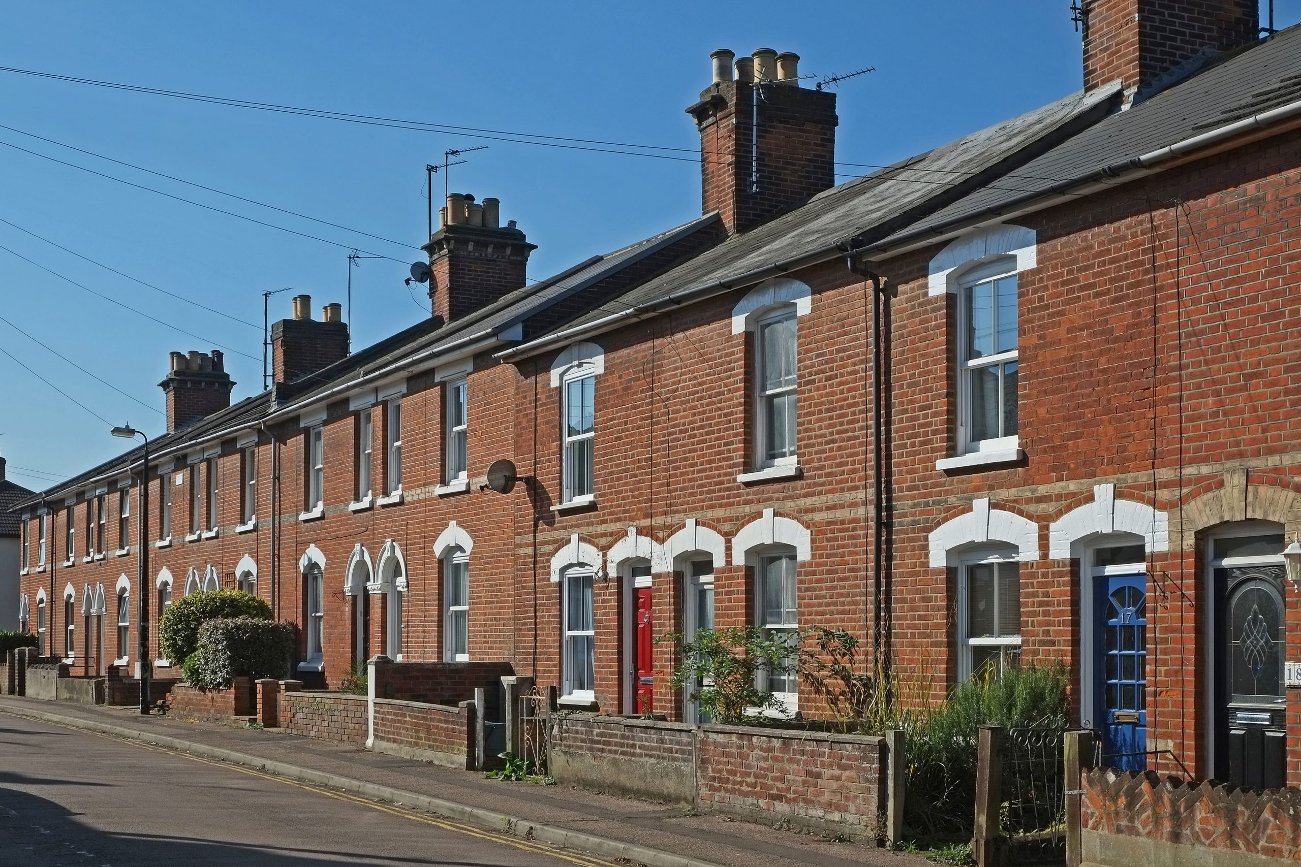 Row of victorian terrace houses in the UK